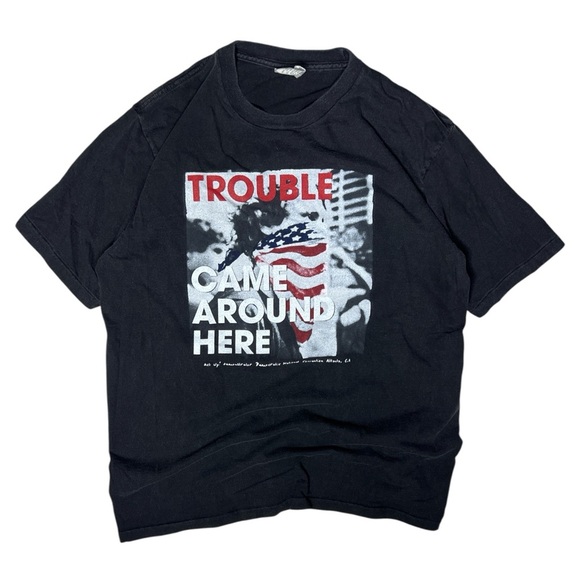 RARE VINTAGE 90s Indigo Girls 1992 Trouble Came Around Here ACT UP! Tour Tee - Picture 1 of 10